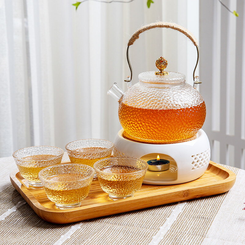 休閑下午茶歐式蠟燭加熱茶爐耐熱玻璃煮茶器輕奢泡水果花茶壺套裝