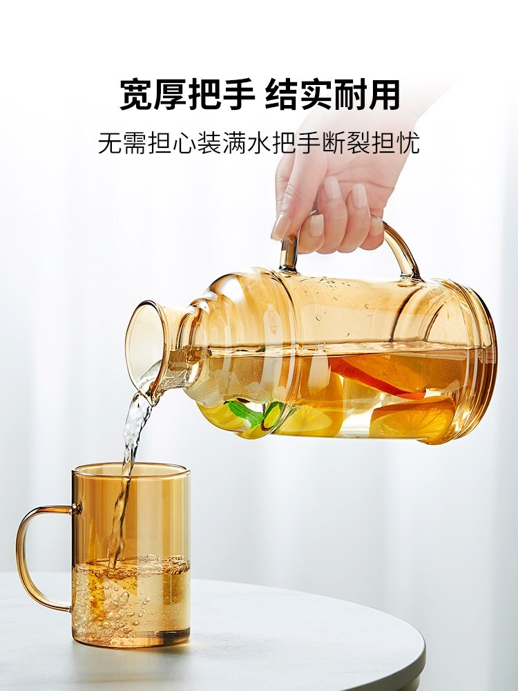 【限時折扣】日本玻璃冷水壺耐高溫家用大容量復古涼水杯儲水瓶涼白