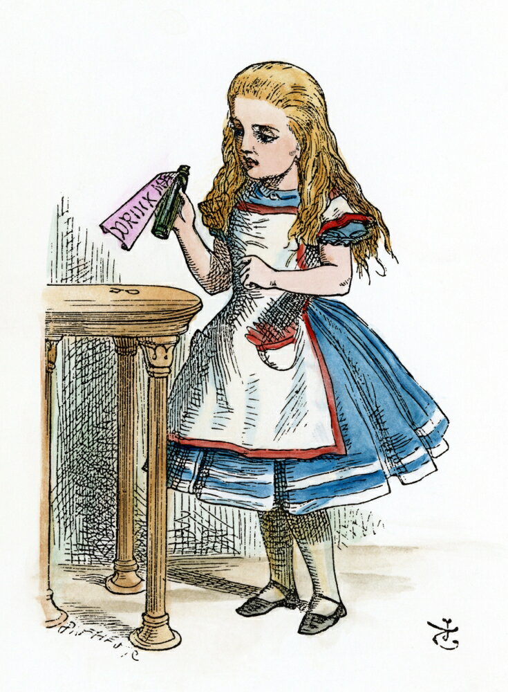 Posterazzi Carroll Alice 1865 Nalice Finds The Bottle Labled Drink Me Illustration By John 8298