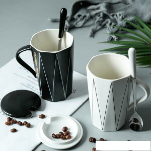 創意歐式簡約大容量陶瓷馬克杯帶蓋勺男女生辦公家用喝水泡茶杯子