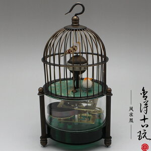純銅古典鳥籠機械趣味鐘表掛鐘 家居裝飾禮品古玩古董收藏擺件