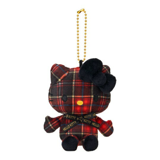 【震撼精品百貨】Hello Kitty 凱蒂貓~日本三麗鷗sanrio KITTY絨毛玩偶吊飾-黑紅蘇格蘭紋*19913