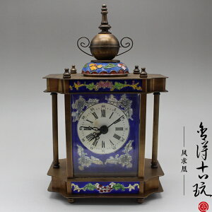 仿古鐘表 歐式座鐘 古典機械琺瑯彩景泰藍手動發條時鐘 創意擺件
