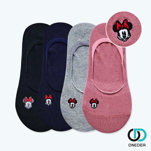 【ONEDER旺達】Disney 米妮刺繡一體成形襪 米妮隱形襪 MN-902