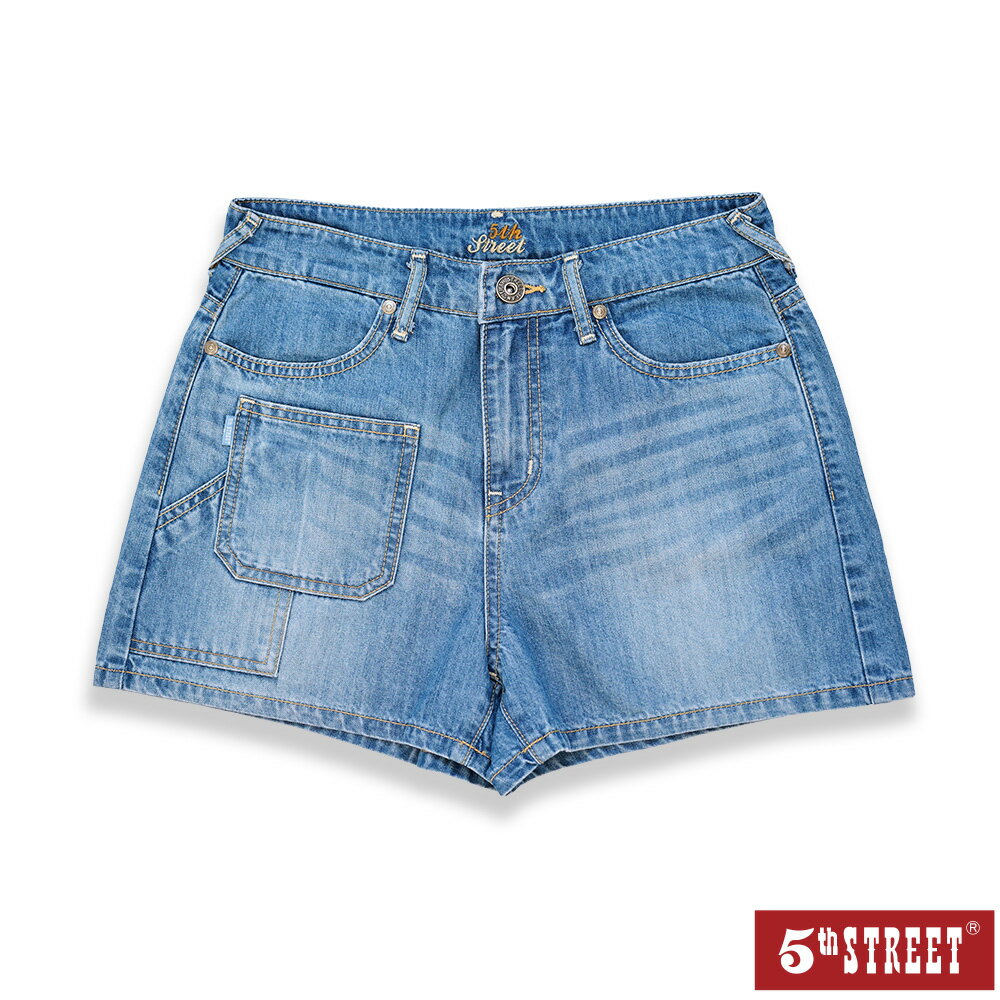 女裝 工裝牛仔短褲-石洗藍 (927030) 【5th STREET】【APP下單享4%回饋】