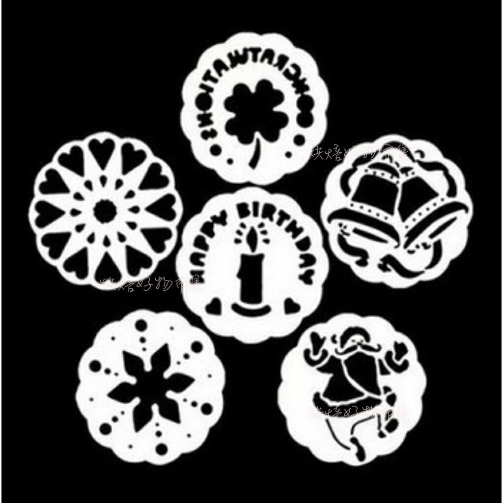 【嚴選&現貨】6吋 8吋 噴花模套裝 粉篩 蛋糕噴花模 印花模 提拉米蘇 巧克力蛋糕 糖粉篩 聖誕節 拉花 烘焙工具 4