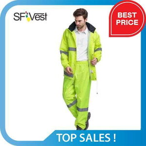 暢銷產品 SFVest 高能見度反光雨衣套裝夜光安全雨衣套裝戶外遠足騎行男士和