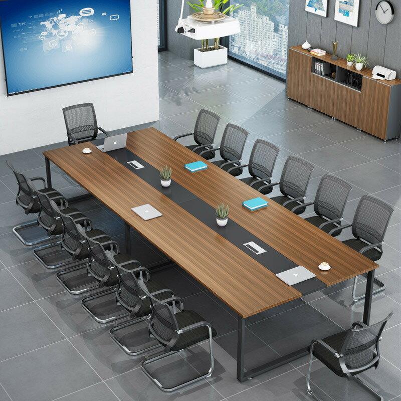 會議桌 會議臺 開會桌 簡約現代長條型會議桌公司職員辦公桌椅多人培訓桌洽談桌辦公家具