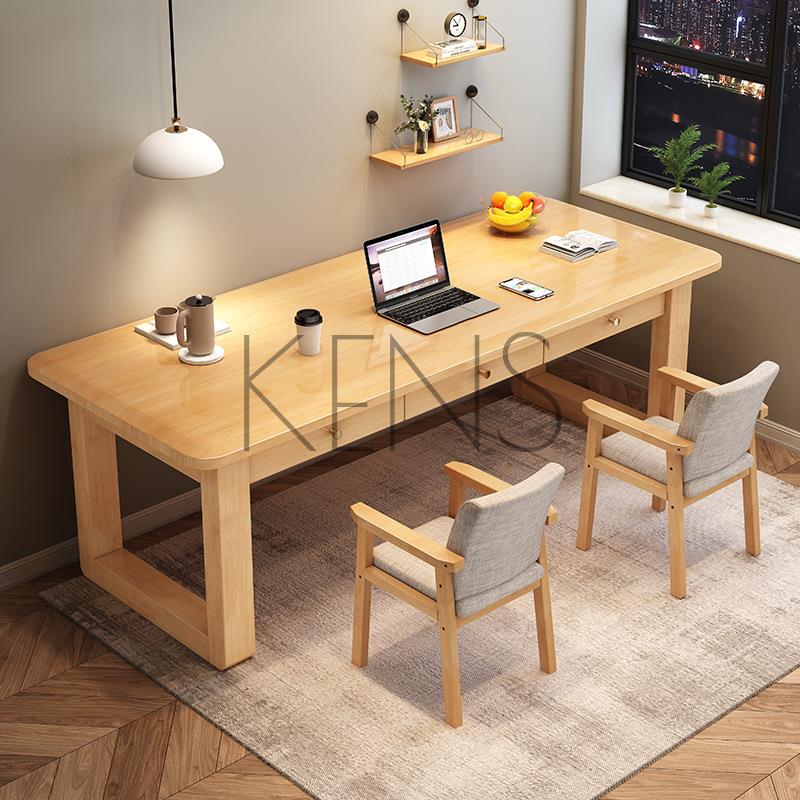 電腦桌 電腦臺 實木雙人書桌學生學習桌家用辦公桌子簡約現代臥室工作臺式電腦桌