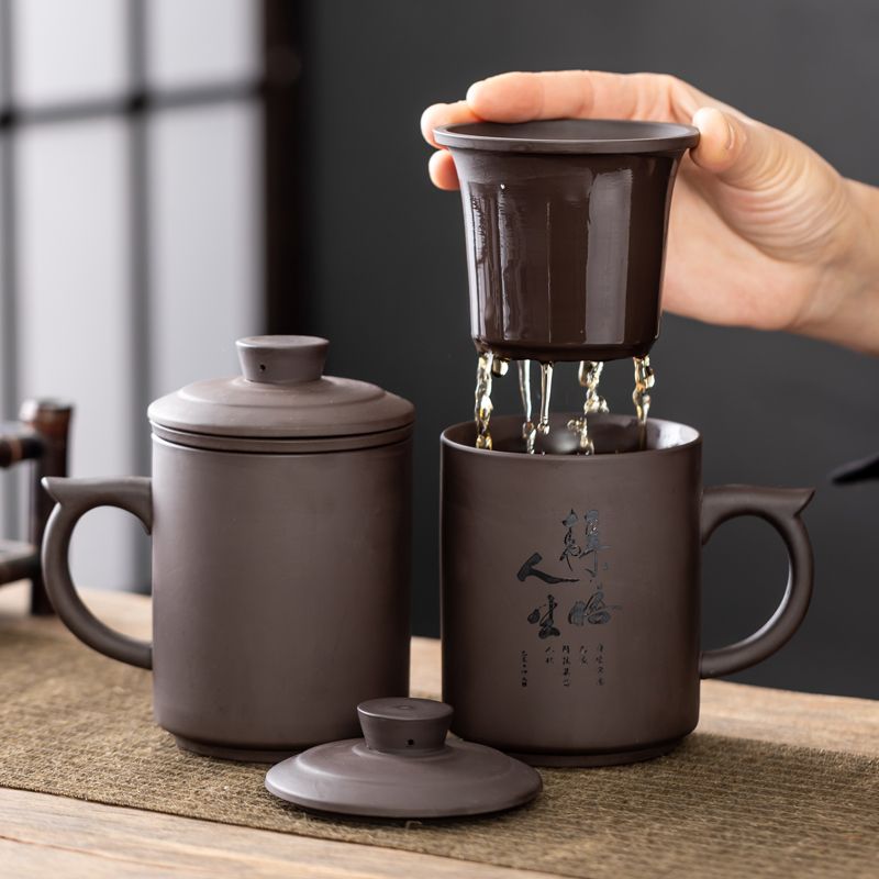 辦公主人茶杯陶瓷個人帶蓋過濾家用辦公室大容量茶水分離定制384M