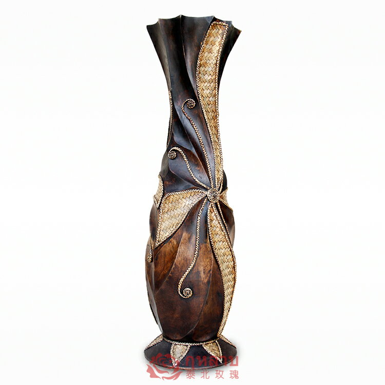 泰國進口客廳落地大花瓶現代木擺件田園創意復古東南亞家居裝飾品1入