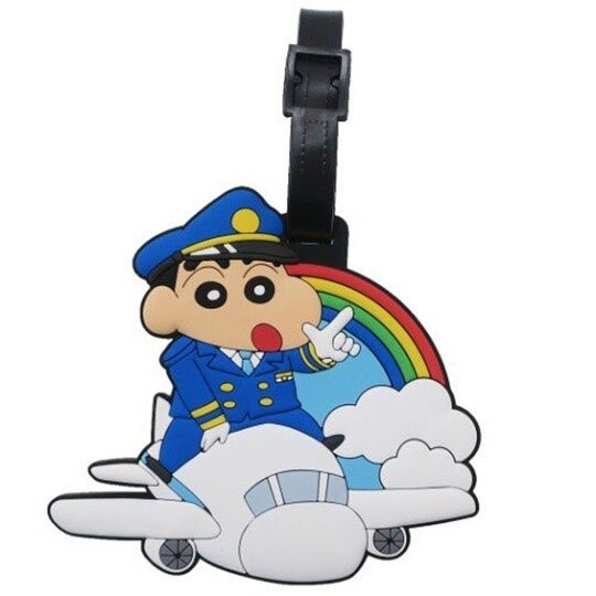 【震撼精品百貨】蠟筆小新 Crayon Shin-chan 日本造型矽膠行李吊牌/姓名掛牌/行李掛牌-藍白/飛機#04667 震撼日式精品百貨