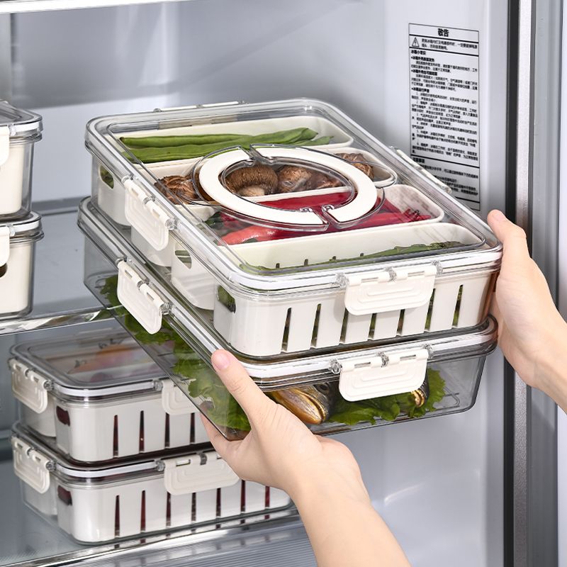 免運 食品級冰箱專用收納盒冷凍帶蓋密封盒食物餃子盒蔬菜食品罐保鮮盒-快速出貨