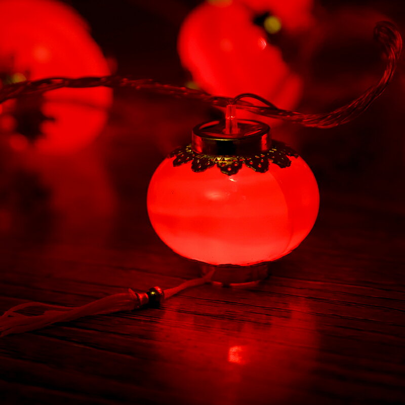 2021新年燈籠串燈彩燈裝飾品led插電紅色掛件春節元宵節閃燈吊飾