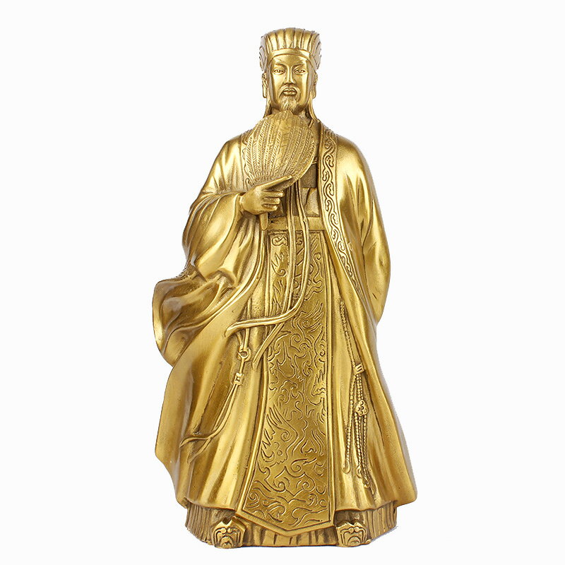 純銅孔明諸葛亮擺件家居客廳書房桌面裝飾擺設諸葛孔明銅工藝品| 協貿 