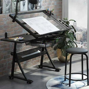 美術繪畫桌 玻璃可升降繪畫桌繪圖桌專業畫圖畫畫美術設計師書桌工作臺桌子