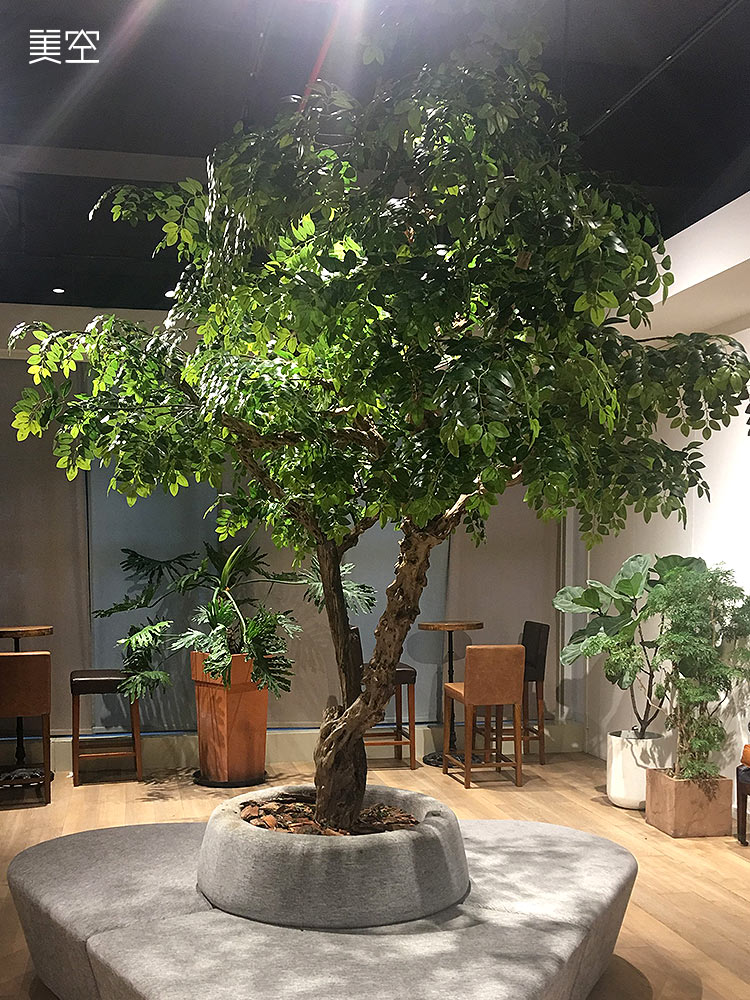 美空石榴木模擬紫薇樹假樹落地大型植物裝飾樹酒店大廳造型樹擺件