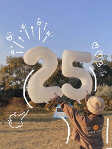 生日數字氣球白40寸32寸裝飾場景布置派對ins女戶外野餐拍照道具