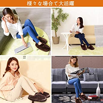 hakucho【日本代購】腳暖器USB內置定時功能加熱器快速暖可洗冬季男女通用 - 棕 1