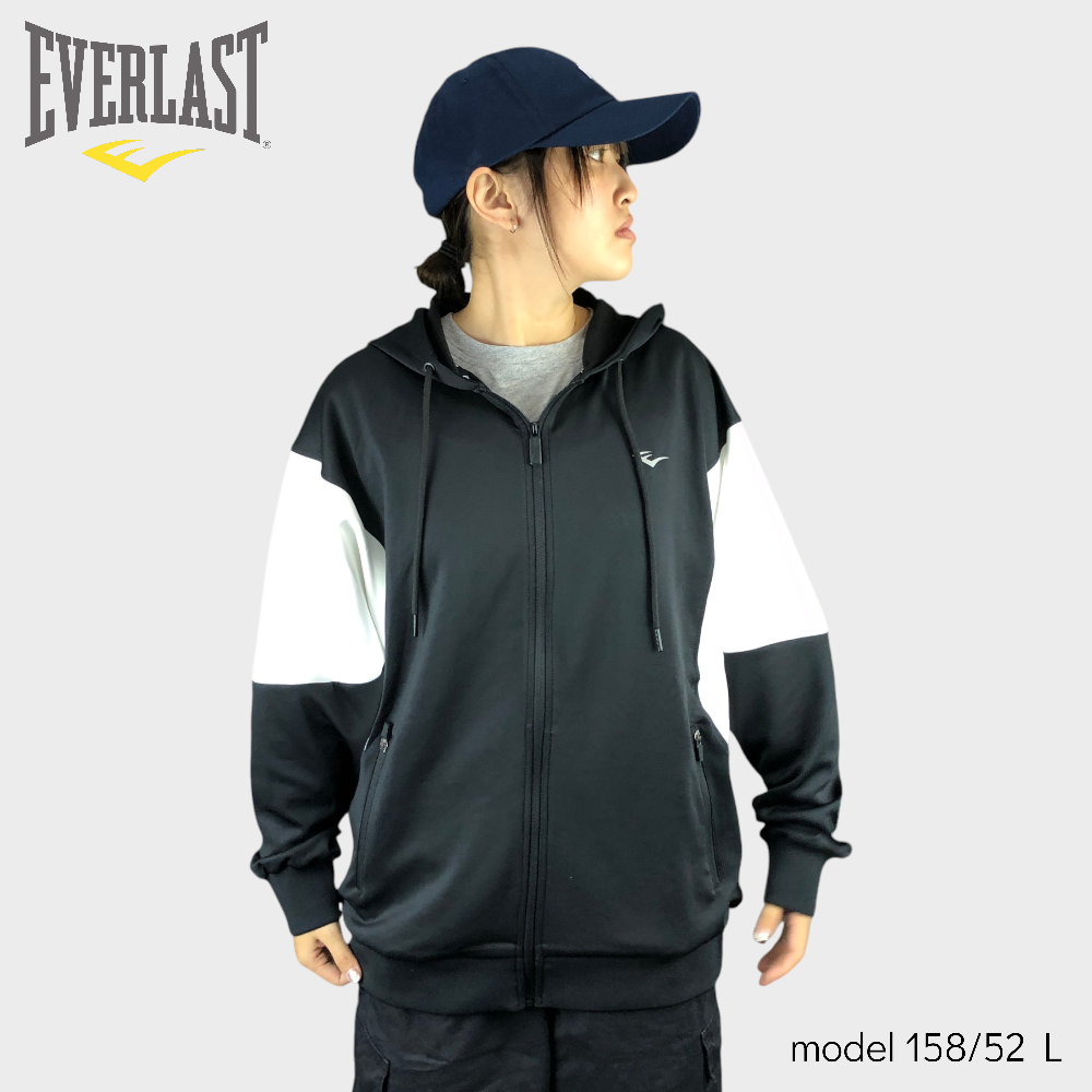【滿千折百】EVERLAST 外套 黑白 拼接 連帽 休閒外套 男 4051110320