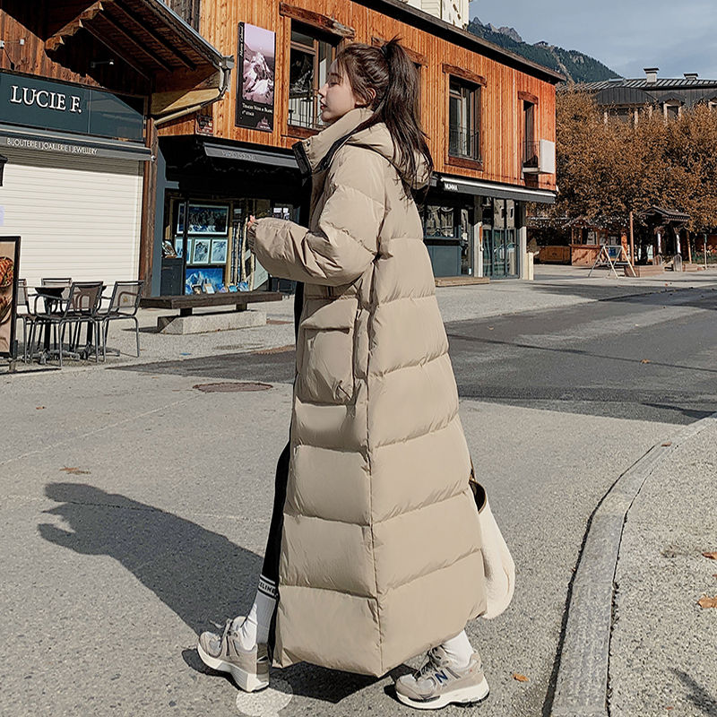 快速出貨/羽絨外套 長大衣 卡其色羽絨服女冬季新款超長款過膝到腳踝韓版藝考白鴨絨外套