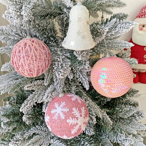 【預購商品】唯美沾粉亮片球 圣誕節櫥窗裝飾掛球聖誕樹裝飾彩球掛件裝飾球