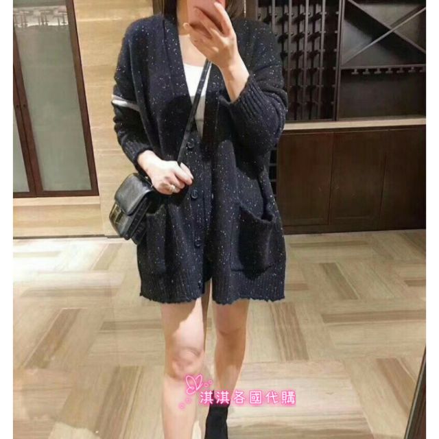 正韓韓國 單袖條紋學院風雪花針織長袖外套 黑色 CICIGO現貨 女生針織外套 4