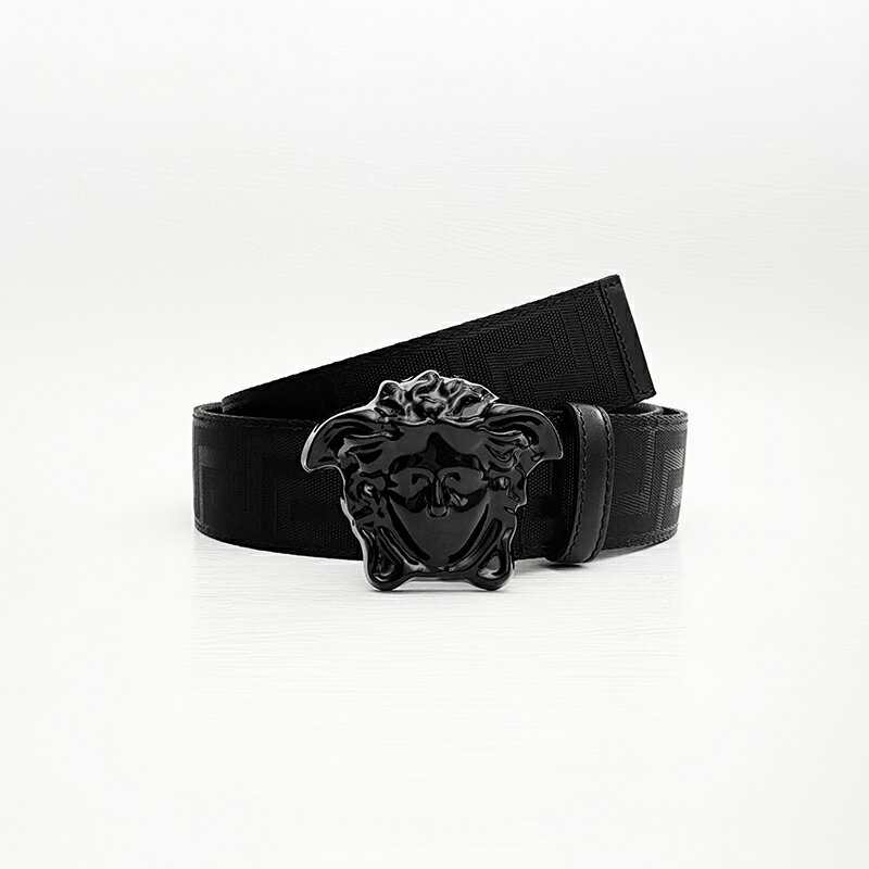 美國百分百【全新真品】Versace Jeans 凡賽斯 寬身皮帶 牛皮 歐洲精品 VJ 配件 黑色 DC33
