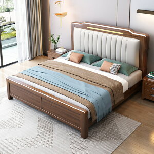 優樂悅~新中式金絲檀木實木床1.8米雙人床主臥1.5米成人床輕奢臥室家具床