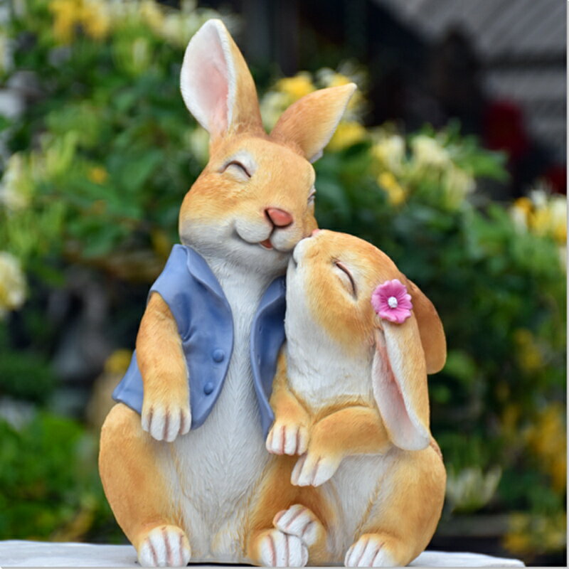 萌萌噠小兔子 花園擺件家居庭院陽臺裝飾布置幼兒園樹脂仿真動物