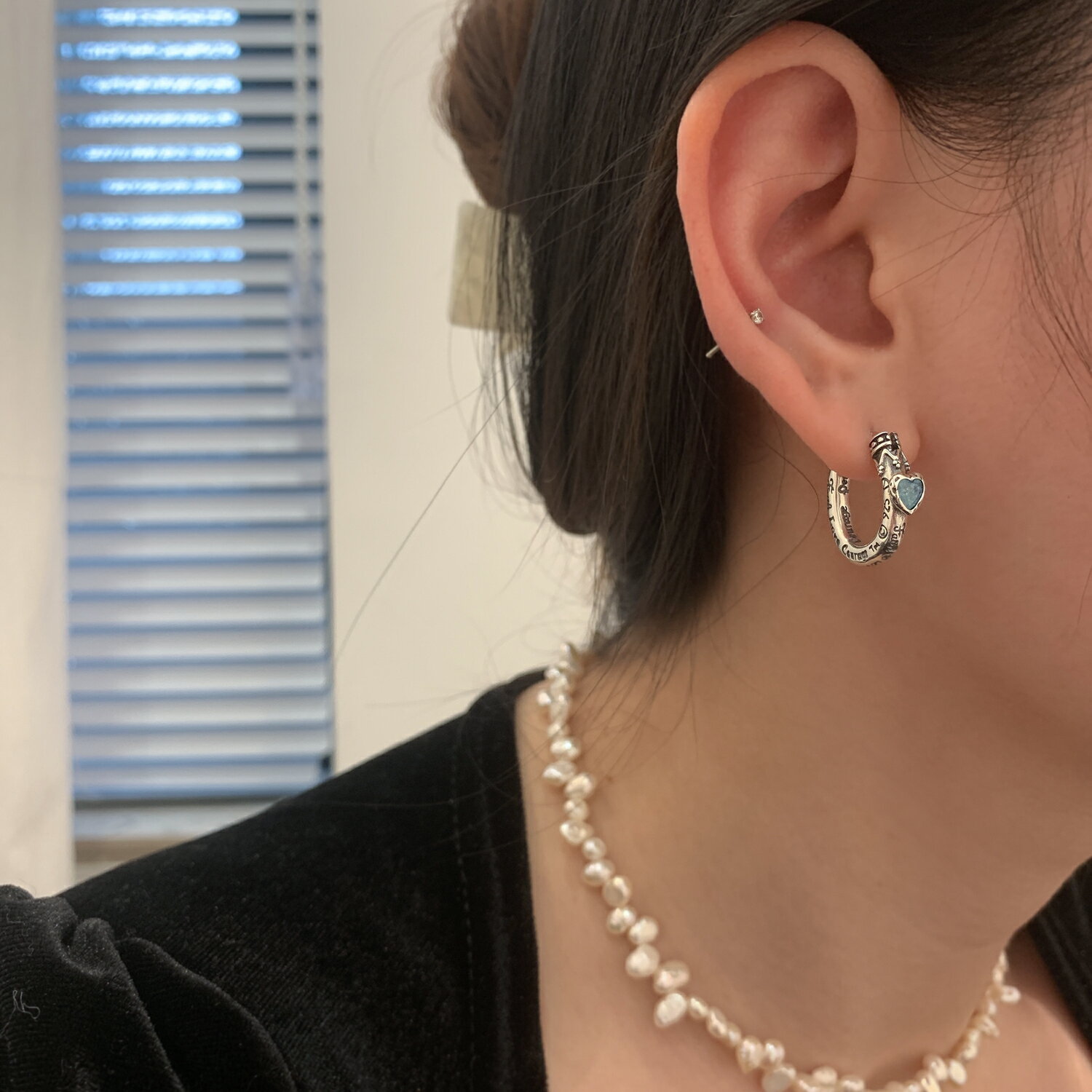小寶s925純銀多彩愛心鋯石獨特設計耳扣女耳環2022年新款潮高級感