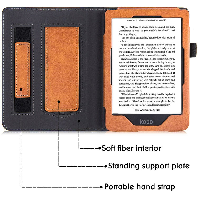 適用于Kobo Clara HD電子書保護套智能休眠喚醒帶支架和手持功能