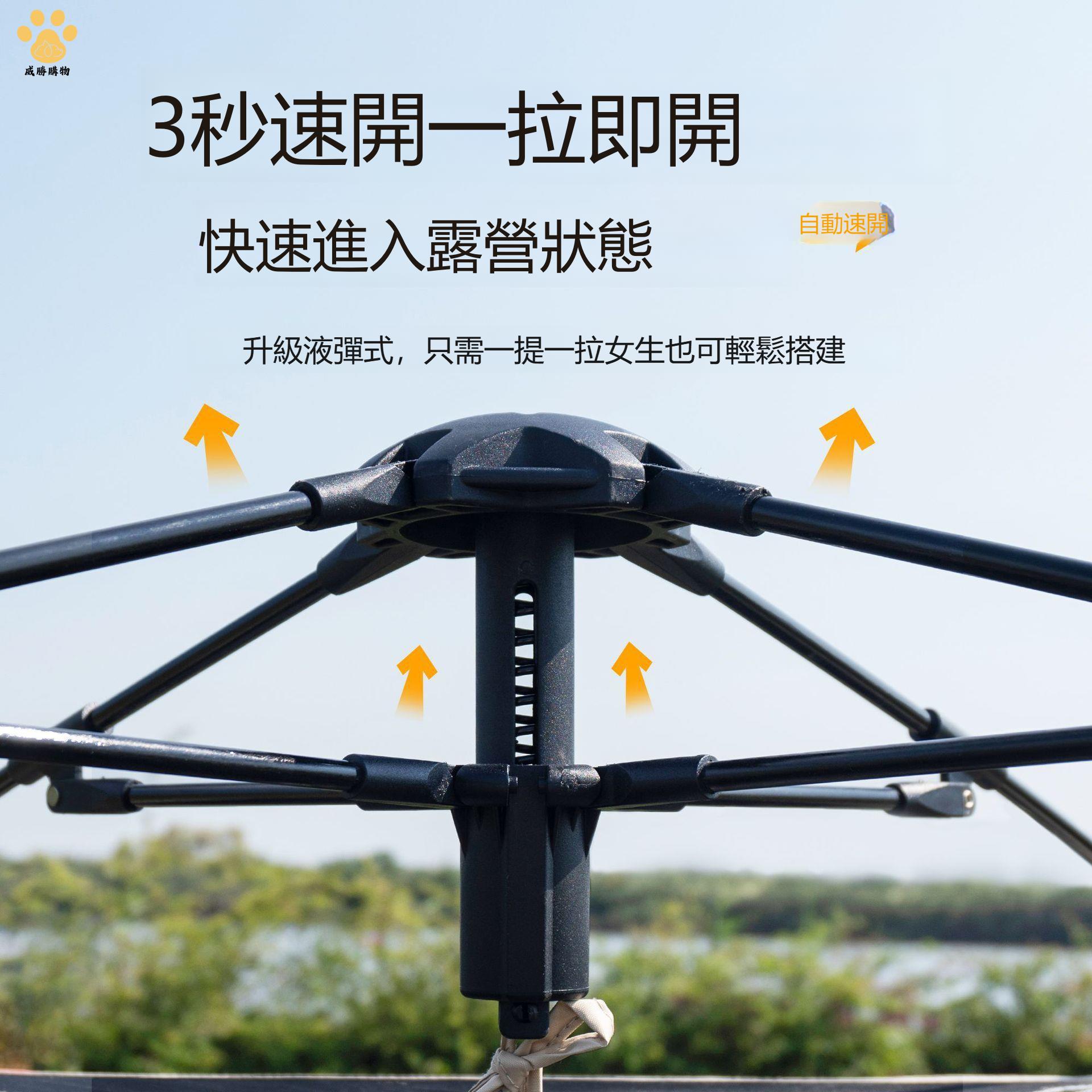 戶外二合一黑膠自動帳篷 露營 遮陽沙灘 防蚊蟲野營 燒烤 防曬 防風天幕ws8261