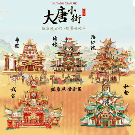 快速出貨 公司貨 拼酷盛唐大唐小街古風金屬拼裝立體DIY模型手工拼圖創意節日禮物
