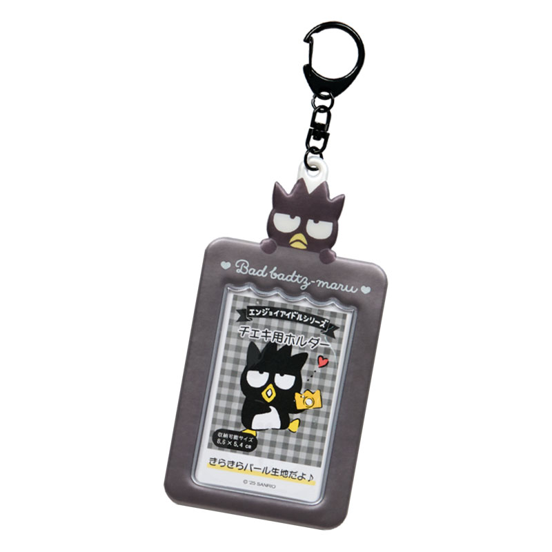asdfkitty*酷企鵝珠光 票卡套附鑰匙圈 證件套 悠遊卡套 隨身相框-可放拍立得照片-日本正版