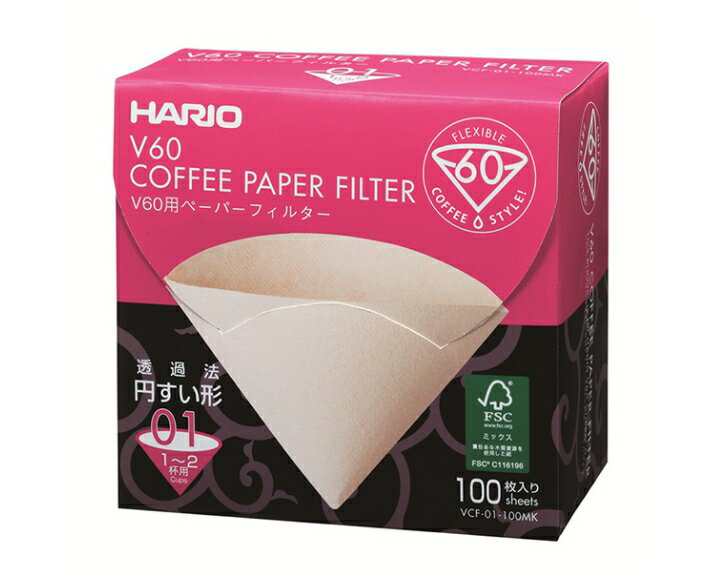 金時代書香咖啡 HARIO  V60 濾紙 01無漂白 100張盒裝 VCF-01-100MK