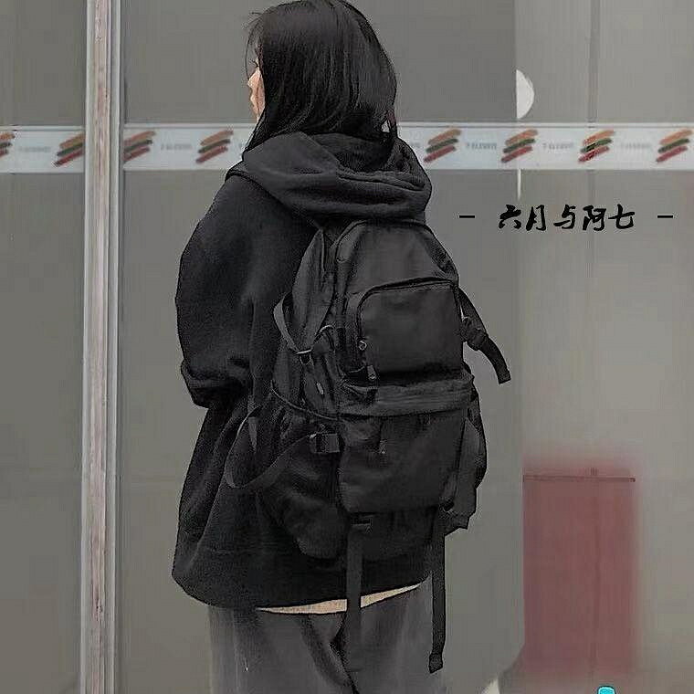 日系潮流機能後背包/多層次防潑水透氣減壓背包/15.6吋筆電背包/ 休閒尼龍工裝背包 日系暗黑機能後背包男大容量ins
