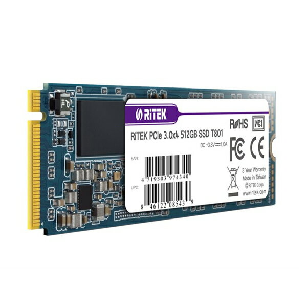 RiTEK 錸德 T801 512GB M2 2280/PCI-E-III SSD 固態硬碟 /個 4719303976016