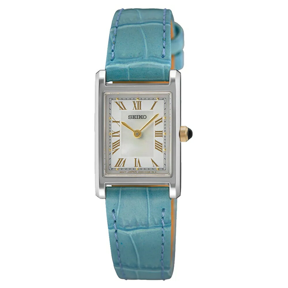 送禮首選★SEIKO 精工 CS系列 長方形羅馬數字淑女石英錶-湖水藍SWR101P1/4N30-00H0B  SK005 附提袋【全館滿額折價★APP下單點數4倍送】線上購買享_實體門市同步服務