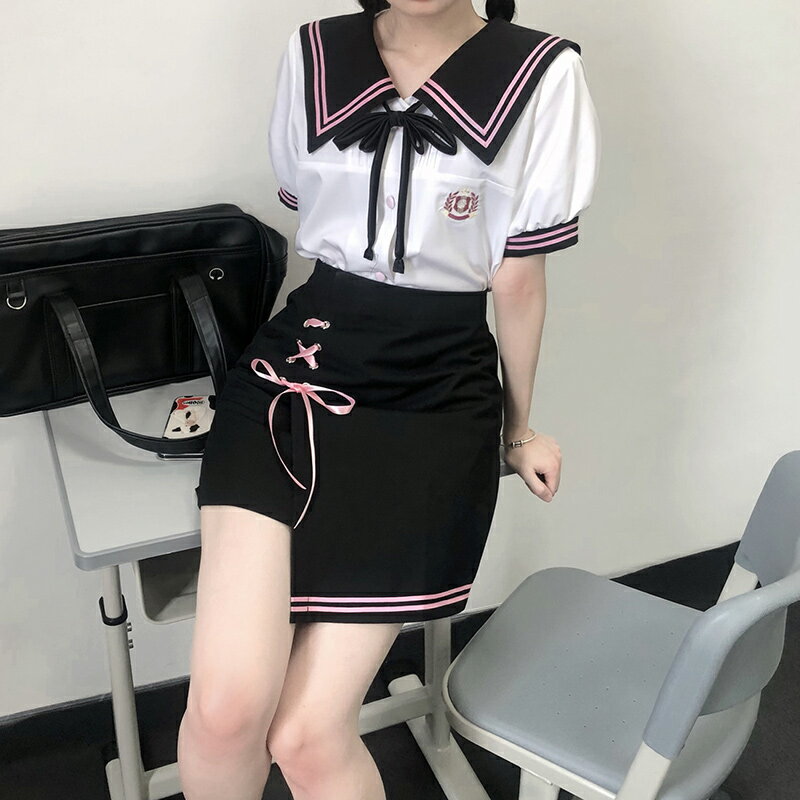 少也眼韓恩熙韓式學院風jk日系少女水手服黑粉制服半身裙校供套裝