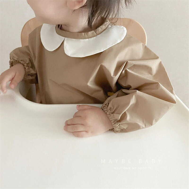 韓國ins寶寶吃飯圍兜嬰兒反穿衣防水防臟兒童畫畫圍裙