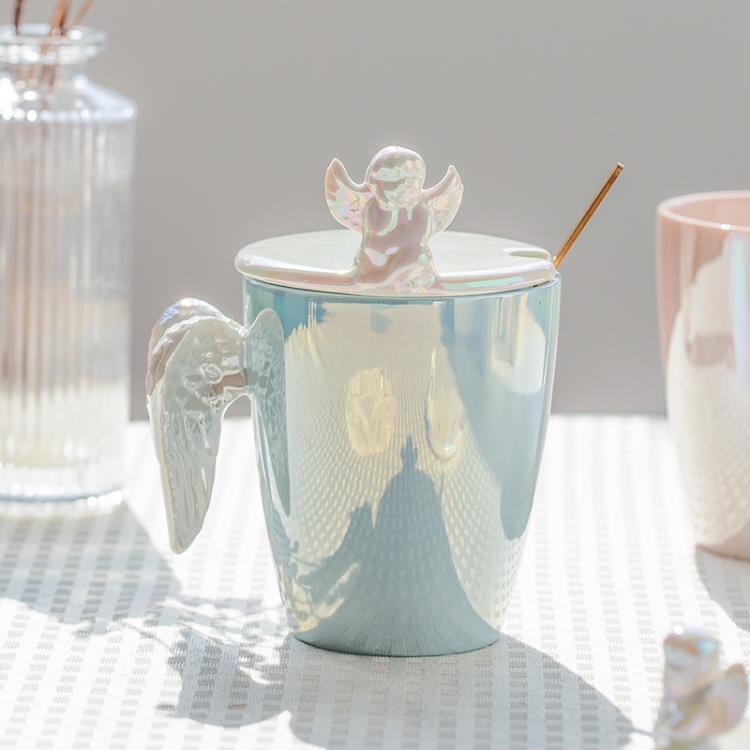 馬克杯帶蓋勺情侶陶瓷水杯女家用杯子設計感小眾ins風咖啡杯【林之舍】