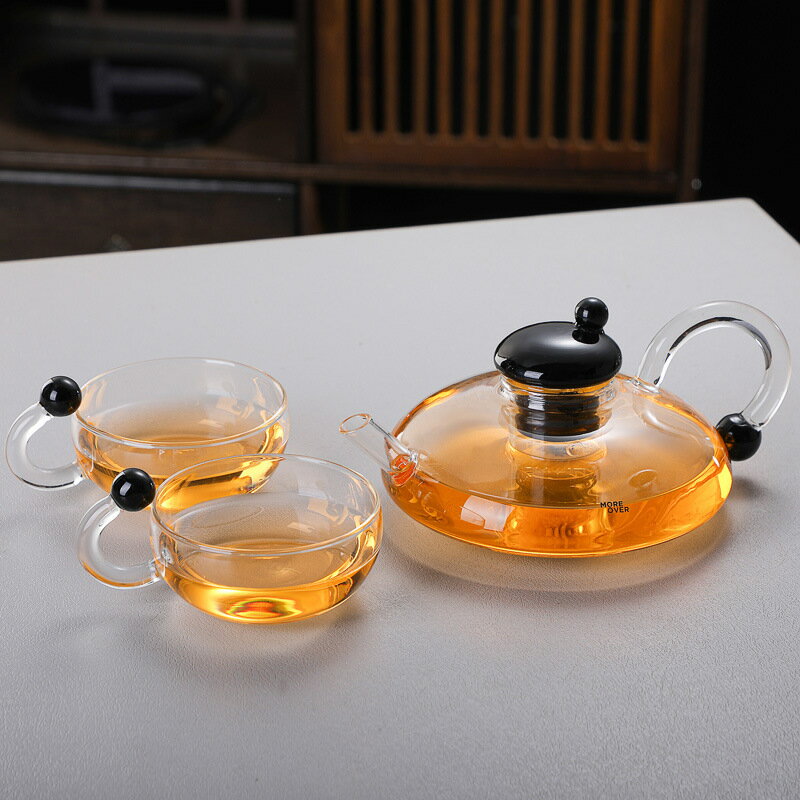 優樂悅~玻璃茶壺耐熱玻璃茶具套裝家用花茶壺耐高溫過濾加厚泡茶壺鼠尾壺手沖壺 茶壺