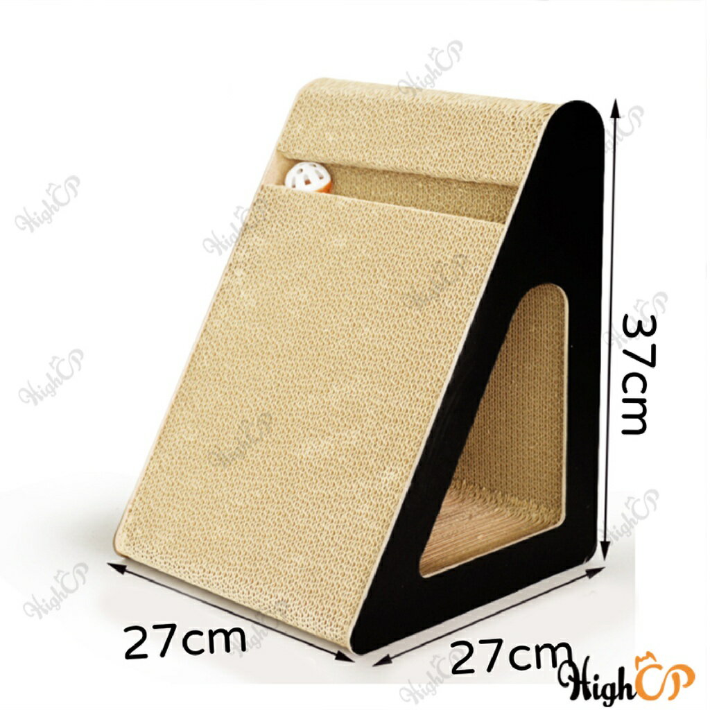 三角立式貓抓板 立牆貓抓板 瓦楞紙 抓板 貓抓板 貓抓窩 貓玩具 貓磨爪 鈴鐺貓抓板【416003】 2