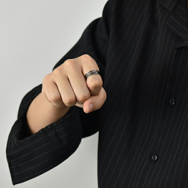 鋼戒 復古三線鏤空可調戒指【NC274】