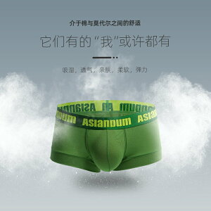 【條裝】Asianbum純色簡約竹纖維透氣U凸單層性感舒適平角內褲