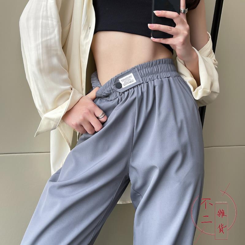 冰絲運動褲女夏季薄款速幹九分燈籠寬松束腳哈倫防蚊褲休閒直筒褲【不二雜貨】
