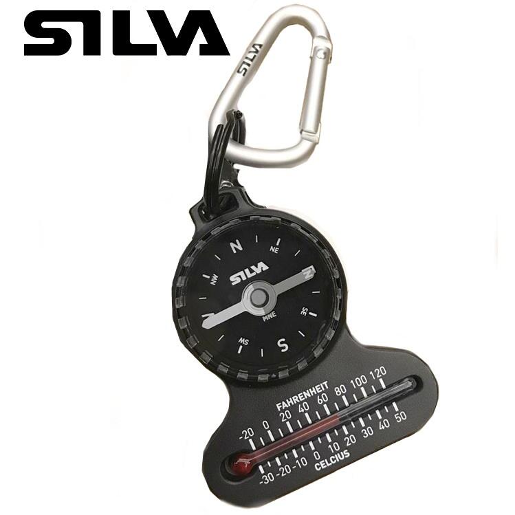 SILVA Pocket compass 溫度計隨身指北針鑰匙圈 瑞典森林指北針 附掛勾 S37617