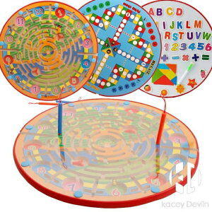 迷宮玩具走珠磁性益智智力兒童環形木制運筆飛行棋畫板拼板七巧板【聚物優品】