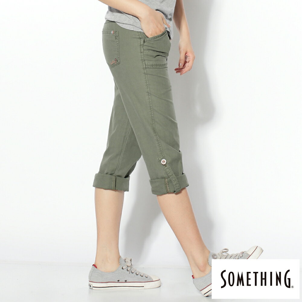 SOMETHING  NATURAL EASY JEAN綁帶休閒褲-女款 綠色 3